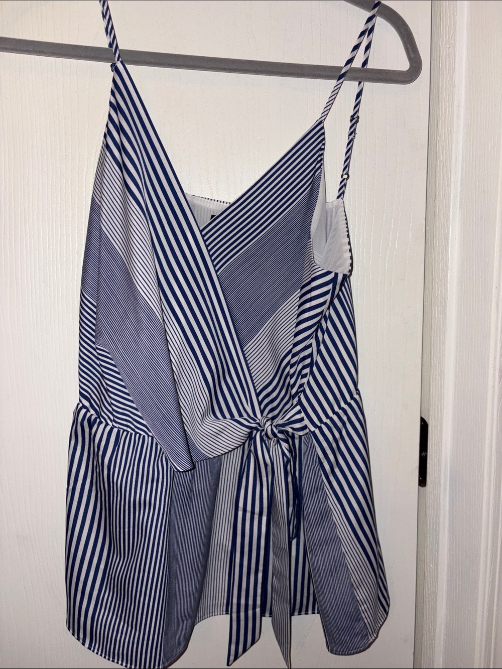 Banana Republic Navy and White Striped Wrap Top